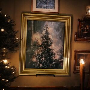 Elegant Gold Framed Holiday Tree Art